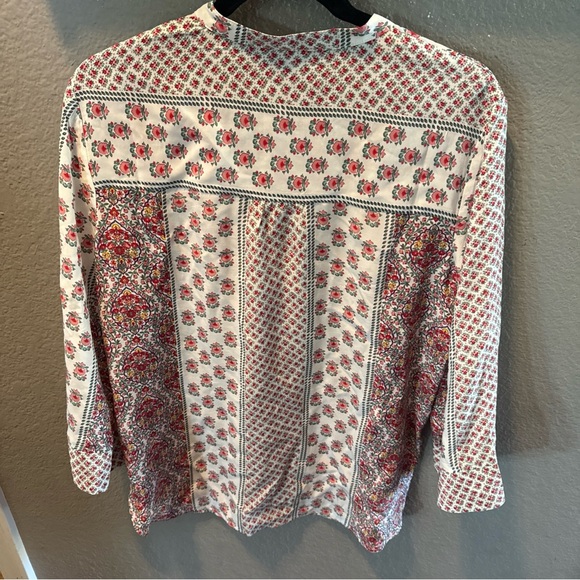 Boden Blouse Women size 6 Floral Button Up Relax Wide Sleeve Peasant Shirt - Picture 4 of 6